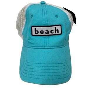 Beachfolly Mesh Marine Beach Chill Cap, Aqua Blue and White
